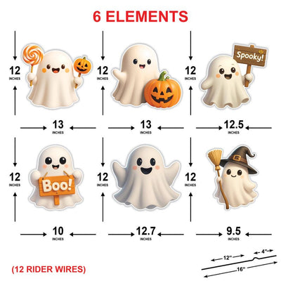 Halloween Ghost Yard Sign Cutouts, Spooky Ghost Lawn Decorations, Outdoor Halloween Yard Stakes for Front Lawn or Garden Party Decor