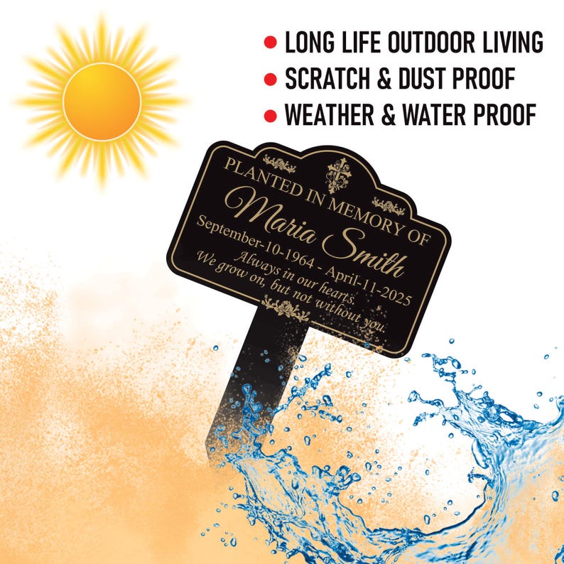 Memorial Tree Plaque Sign 10” x 14” - Rust-free Personalized Sturdy Aluminum Metal Garden Marker, Remembrance Plaque with Integrated Stake