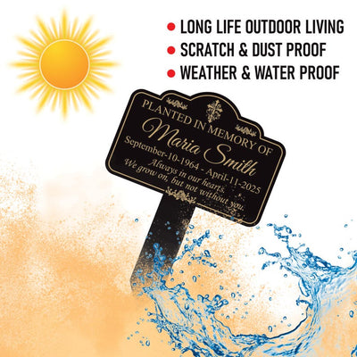 Memorial Tree Plaque Sign 10” x 14” - Rust-free Personalized Sturdy Aluminum Metal Garden Marker, Remembrance Plaque with Integrated Stake