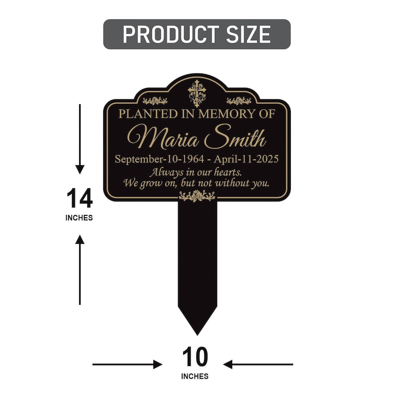Memorial Tree Plaque Sign 10” x 14” - Rust-free Personalized Sturdy Aluminum Metal Garden Marker, Remembrance Plaque with Integrated Stake