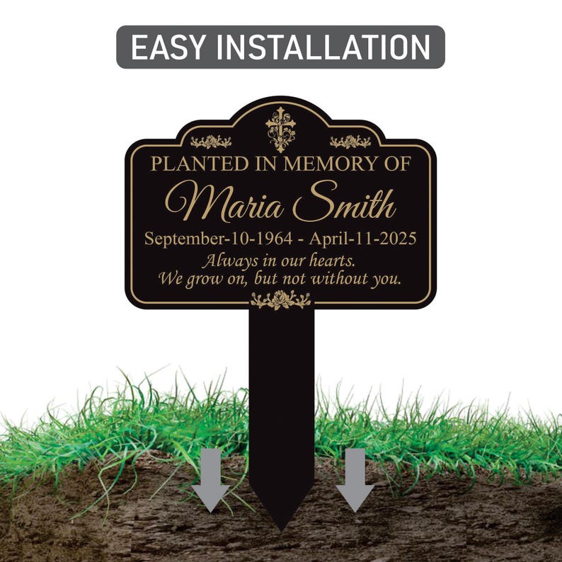Memorial Tree Plaque Sign 10” x 14” - Rust-free Personalized Sturdy Aluminum Metal Garden Marker, Remembrance Plaque with Integrated Stake