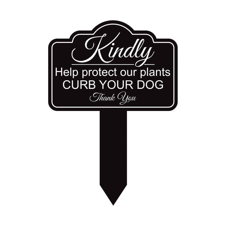 Kindly Help Protect Our Plants Curb Your Dog Yard Sign 10” x 14” - Rust-free Aluminum Sign for Lawn, Outdoor Yard Sign with Integrated Stake