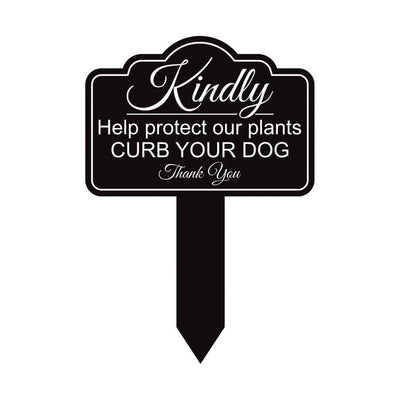 Kindly Help Protect Our Plants Curb Your Dog Yard Sign 10” x 14” - Rust-free Aluminum Sign for Lawn, Outdoor Yard Sign with Integrated Stake