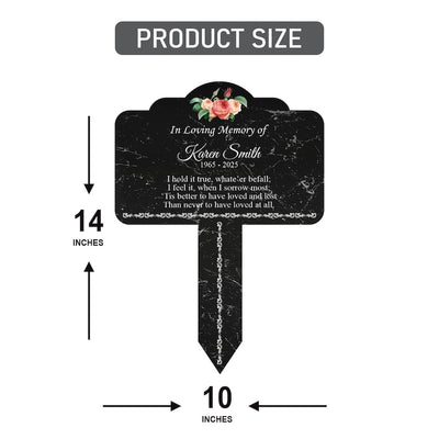 Personalized In Loving Memory Floral Memorial Yard Sign 10” x 14”, Rust-free Aluminum Tree Marker, Outdoor Garden Sign with Integrated Stake