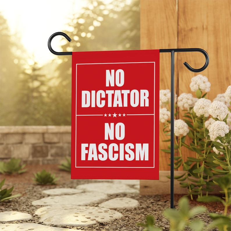 No Dictator, No Fascism Garden Flag, Double Sided, Resist Hate Flag, Anti-Trump, Funny Anti-Trump Anti-Elon Flag, Political Flag
