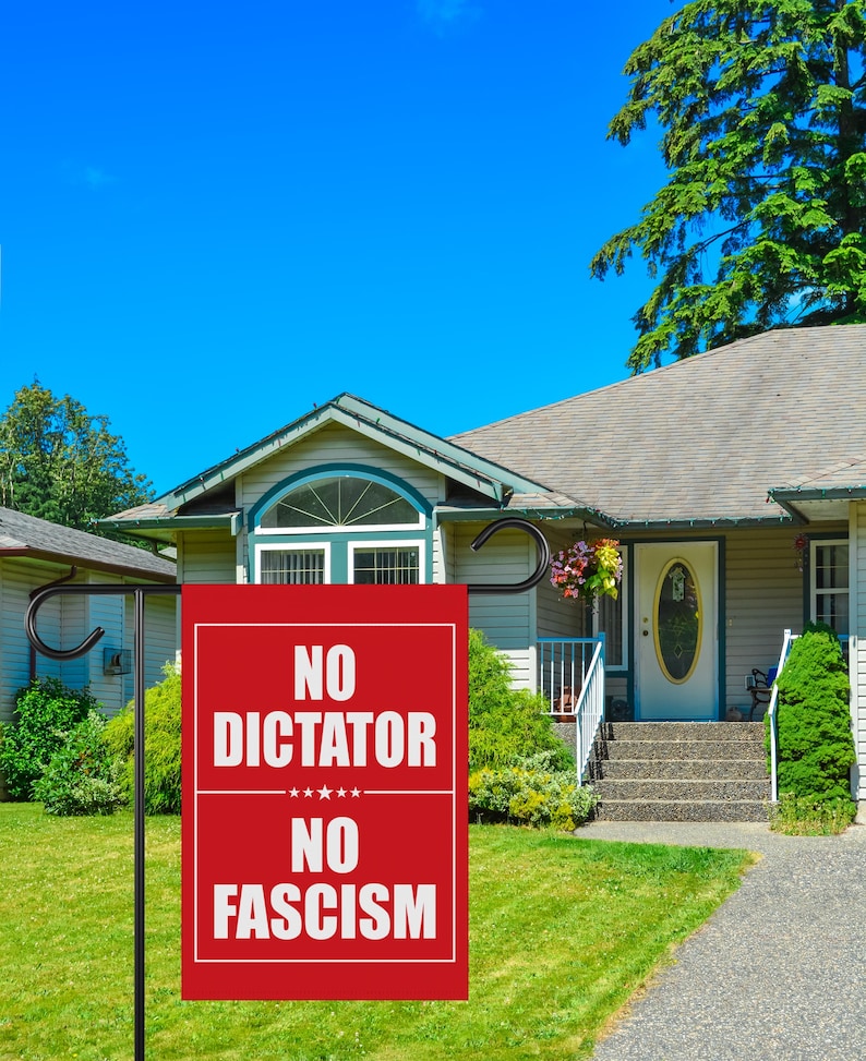 No Dictator, No Fascism Garden Flag, Double Sided, Resist Hate Flag, Anti-Trump, Funny Anti-Trump Anti-Elon Flag, Political Flag