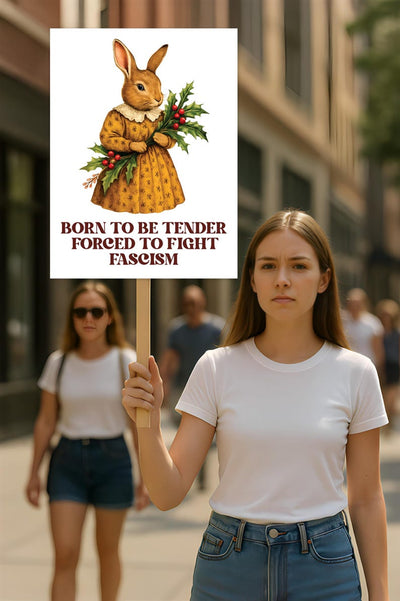 Born To Be Tender Forced To Fight Fascism Protest Sign, Anti-Trump Resistance, Political Activist Poster, Rally Sign, Resist Protest Poster