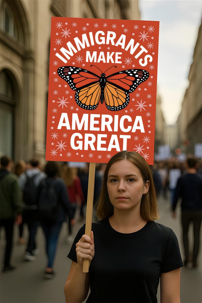 Immigrants Make America Great Protest Sign, Anti-Trump Resistance, Political Activist Poster, Rally Sign, Resist Fascism Protest Poster