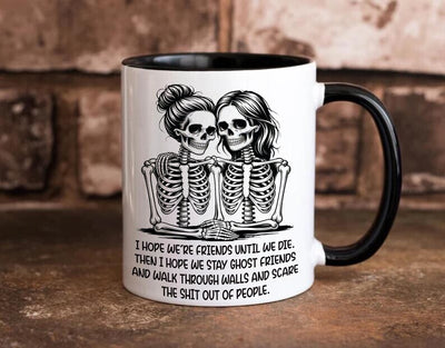 Best Friend Skeleton Mug, Ghost Besties Ceramic Mug Gift, Halloween Coffee Cup for Her, Christmas Birthday Present for Best Friend
