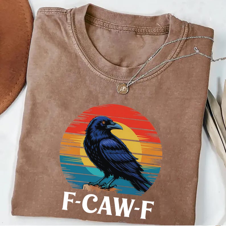 Retro F-Caw-F Crow Shirt, Funny Cawing Black Bird Shirt, Grunge Bird Tee