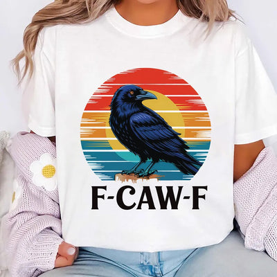 Retro F-Caw-F Crow Shirt, Funny Cawing Black Bird Shirt, Grunge Bird Tee