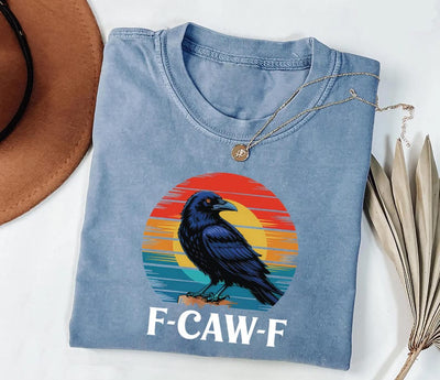Retro F-Caw-F Crow Shirt, Funny Cawing Black Bird Shirt, Grunge Bird Tee