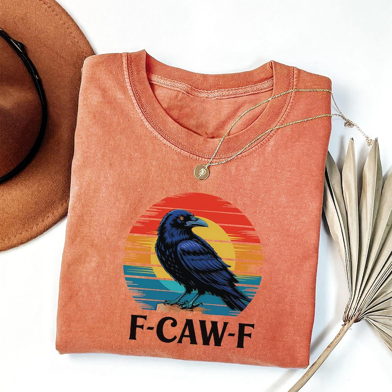 Retro F-Caw-F Crow Shirt, Funny Cawing Black Bird Shirt, Grunge Bird Tee