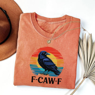 Retro F-Caw-F Crow Shirt, Funny Cawing Black Bird Shirt, Grunge Bird Tee