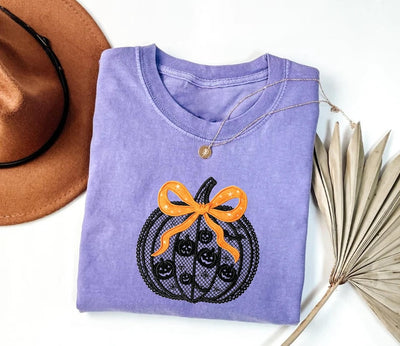 Black Lace Pumpkin Shirt, Coquette Halloween Pumpkin Shirt