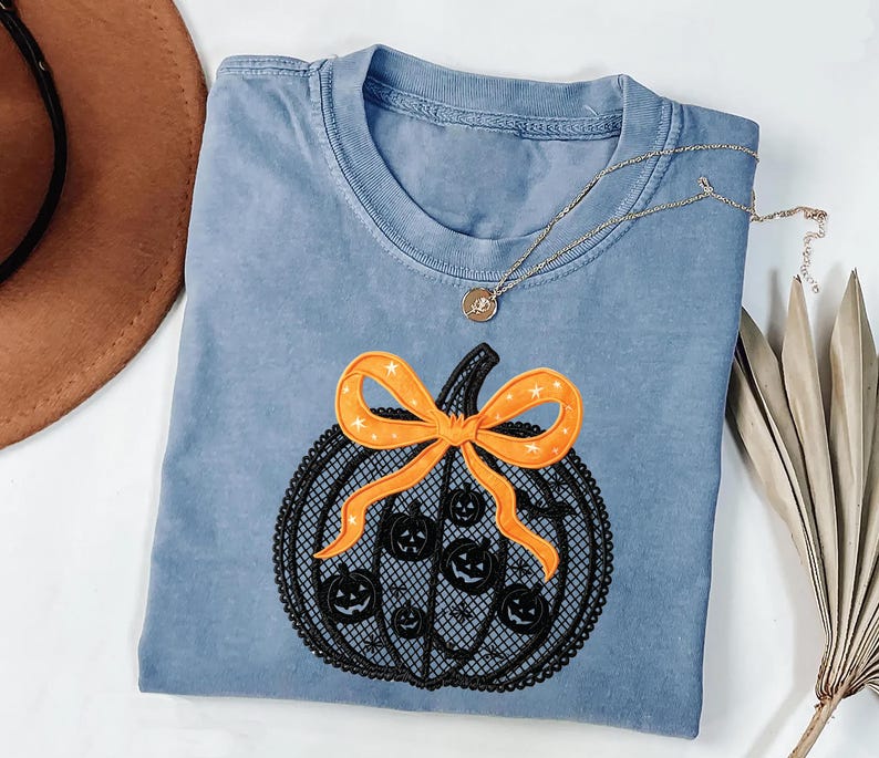 Black Lace Pumpkin Shirt, Coquette Halloween Pumpkin Shirt