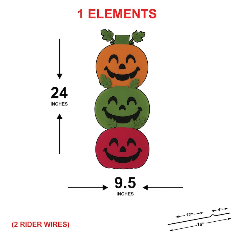 Stacked Pumpkin Halloween Yard Sign with Stakes, Funny Face Outdoor Lawn Decoration, Maple Leaf Fall Yard Ornament for Garden or Pathway