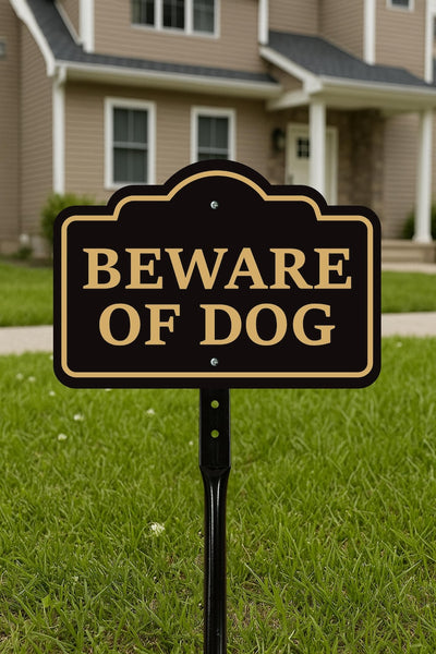Beware of Dog Yard Sign with 16" Stake, Rust-Free Aluminum Warning Sign, Home Security Not Responsible Sign for Lawn, Outdoor Dog Alert