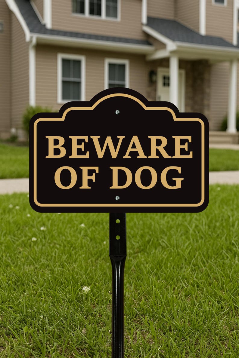 3 Pack Beware of Dog Yard Sign with 16" Stake, Rust-Free Aluminum Warning Sign, Home Security Not Responsible Lawn Sign, Outdoor Dog Alert