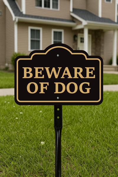 3 Pack Beware of Dog Yard Sign with 16" Stake, Rust-Free Aluminum Warning Sign, Home Security Not Responsible Lawn Sign, Outdoor Dog Alert