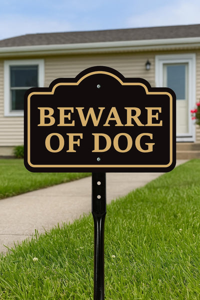 2 Pack Beware of Dog Yard Sign with 16" Stake, Rust-Free Aluminum Warning Sign, Home Security Not Responsible Lawn Sign, Outdoor Dog Alert