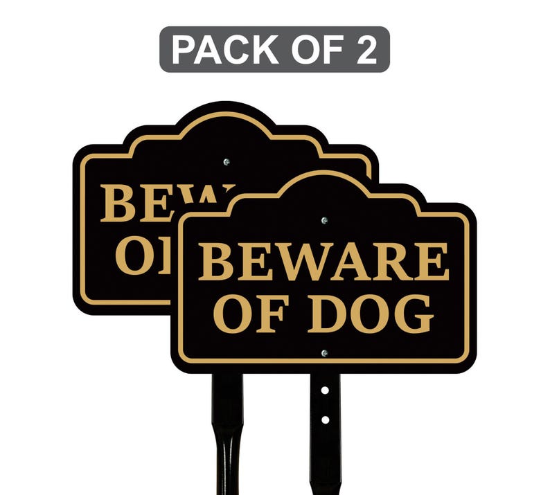 2 Pack Beware of Dog Yard Sign with 16" Stake, Rust-Free Aluminum Warning Sign, Home Security Not Responsible Lawn Sign, Outdoor Dog Alert