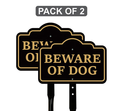 2 Pack Beware of Dog Yard Sign with 16" Stake, Rust-Free Aluminum Warning Sign, Home Security Not Responsible Lawn Sign, Outdoor Dog Alert