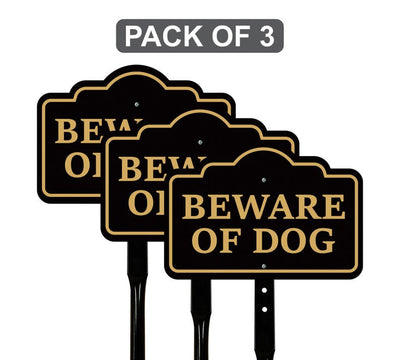 3 Pack Beware of Dog Yard Sign with 16" Stake, Rust-Free Aluminum Warning Sign, Home Security Not Responsible Lawn Sign, Outdoor Dog Alert
