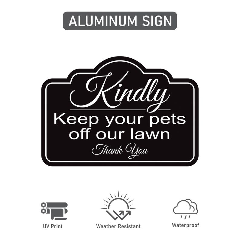 Keep Pets Off Lawn Yard Sign with 16" Stake, Rust-Free Aluminum Outdoor Warning Sign, Kindly Keep Pets Off Grass, Dog Cat Deterrent Sign