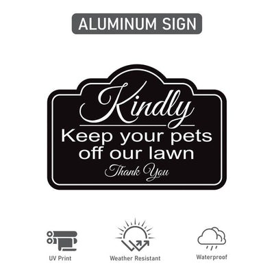Keep Pets Off Lawn Yard Sign with 16" Stake, Rust-Free Aluminum Outdoor Warning Sign, Kindly Keep Pets Off Grass, Dog Cat Deterrent Sign