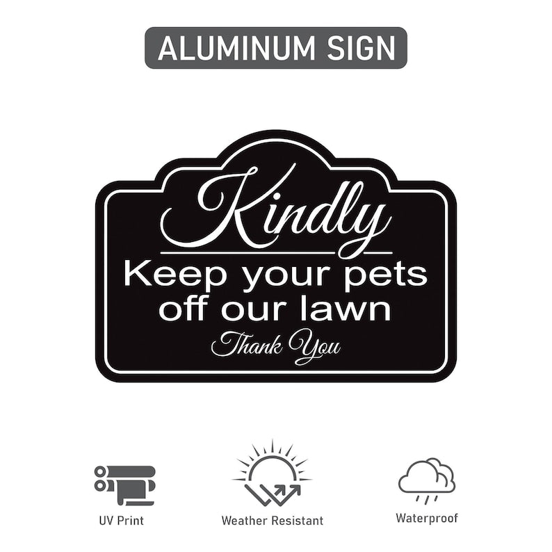 3 Pack Keep Pets Off Lawn Yard Sign with 16" Stake, Rust-Free Aluminum Outdoor Warning Sign, Kindly Keep Pets Off Grass, Dog Cat Deterrent