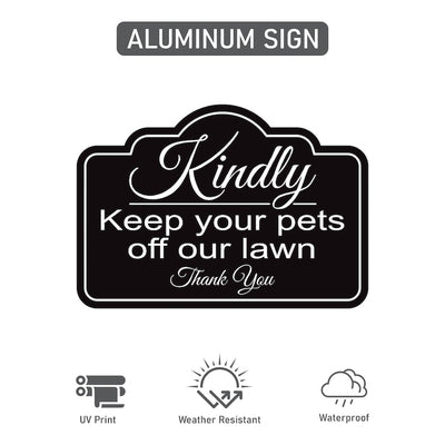 3 Pack Keep Pets Off Lawn Yard Sign with 16" Stake, Rust-Free Aluminum Outdoor Warning Sign, Kindly Keep Pets Off Grass, Dog Cat Deterrent