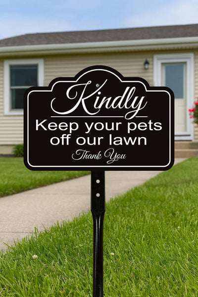 3 Pack Keep Pets Off Lawn Yard Sign with 16" Stake, Rust-Free Aluminum Outdoor Warning Sign, Kindly Keep Pets Off Grass, Dog Cat Deterrent