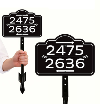 3 Pack Custom House Number Yard Sign with Arrows, Multiple Address Directional Sign with 16" Stake, Aluminum Lawn Sign for Homes, Cabins
