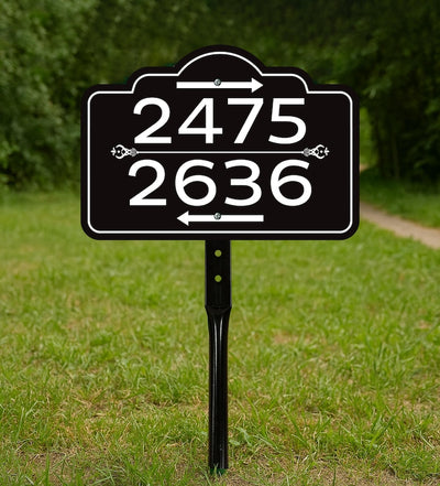 2 Pack Custom House Number Yard Sign with Arrows, Multiple Address Directional Sign with 16" Stake, Aluminum Lawn Sign for Homes, Cabins