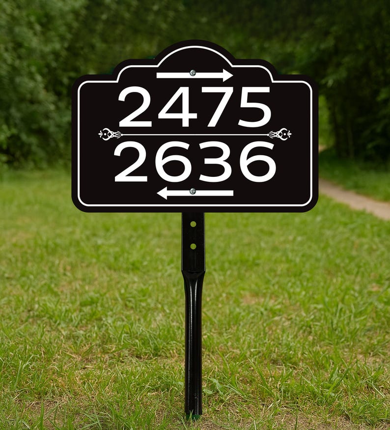 3 Pack Custom House Number Yard Sign with Arrows, Multiple Address Directional Sign with 16" Stake, Aluminum Lawn Sign for Homes, Cabins