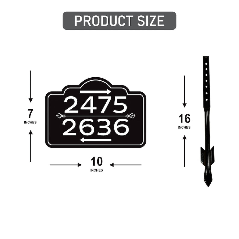 2 Pack Custom House Number Yard Sign with Arrows, Multiple Address Directional Sign with 16" Stake, Aluminum Lawn Sign for Homes, Cabins