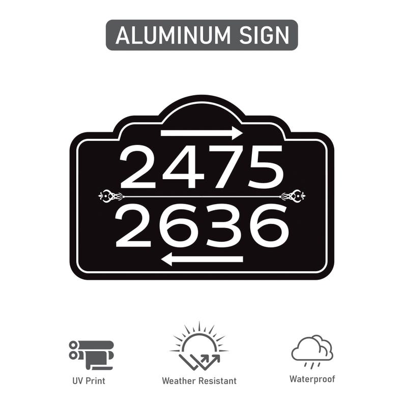 2 Pack Custom House Number Yard Sign with Arrows, Multiple Address Directional Sign with 16" Stake, Aluminum Lawn Sign for Homes, Cabins