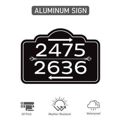 2 Pack Custom House Number Yard Sign with Arrows, Multiple Address Directional Sign with 16" Stake, Aluminum Lawn Sign for Homes, Cabins
