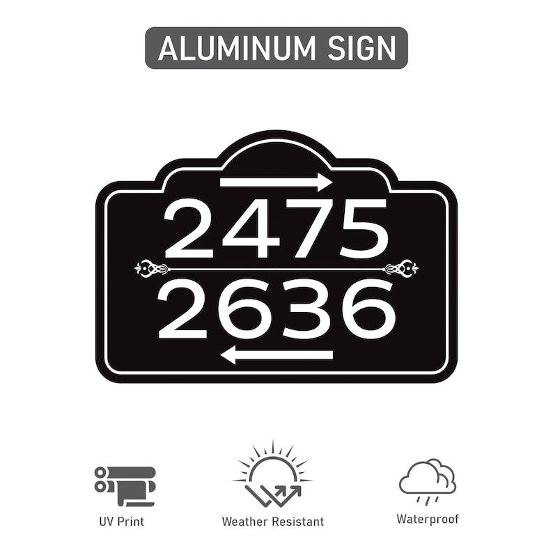 3 Pack Custom House Number Yard Sign with Arrows, Multiple Address Directional Sign with 16" Stake, Aluminum Lawn Sign for Homes, Cabins