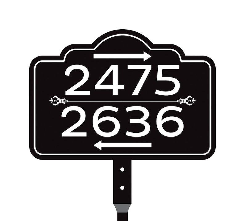 Custom House Number Yard Sign with Arrows, Multiple Address Directional Sign with 16" Stake, Rust-Free Aluminum Lawn Sign for Homes, Cabins