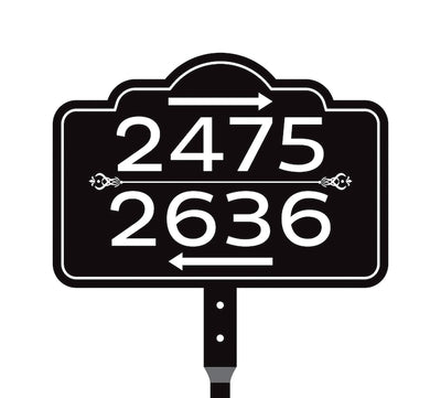 Custom House Number Yard Sign with Arrows, Multiple Address Directional Sign with 16" Stake, Rust-Free Aluminum Lawn Sign for Homes, Cabins