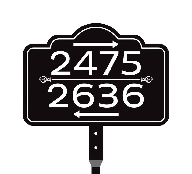 2 Pack Custom House Number Yard Sign with Arrows, Multiple Address Directional Sign with 16" Stake, Aluminum Lawn Sign for Homes, Cabins