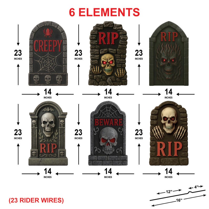 Halloween Tombstone Yard Signs, Scary Graveyard Outdoor Decorations, Waterproof Cemetery Lawn Stakes for Spooky Halloween Display