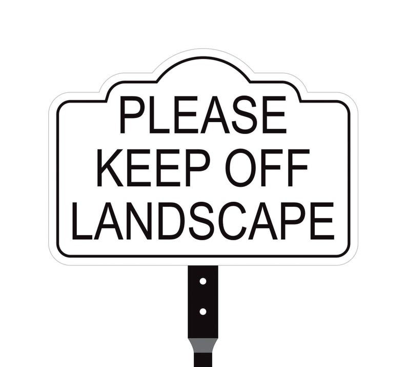 2 Pack Please Keep Off Landscape Yard Sign with 16" Stake, Rust-Free Aluminum Stay Off Grass Warning Sign, Outdoor Garden Lawn Protection