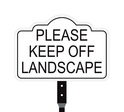 2 Pack Please Keep Off Landscape Yard Sign with 16" Stake, Rust-Free Aluminum Stay Off Grass Warning Sign, Outdoor Garden Lawn Protection
