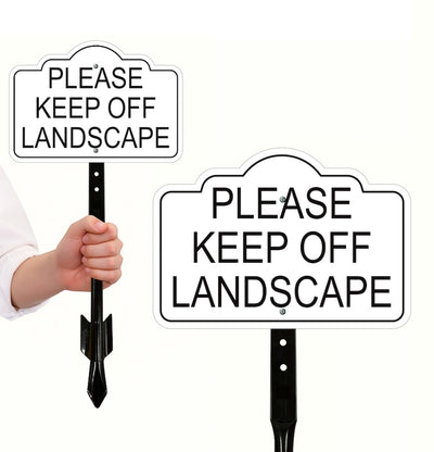 Please Keep Off Landscape Yard Sign with 16" Stake, Rust-Free Aluminum Stay Off Grass Warning Sign, Outdoor Garden Lawn Protection Sign