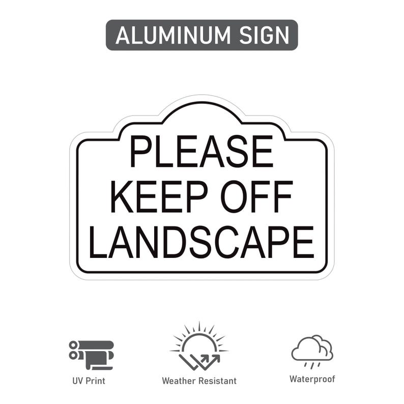 2 Pack Please Keep Off Landscape Yard Sign with 16" Stake, Rust-Free Aluminum Stay Off Grass Warning Sign, Outdoor Garden Lawn Protection