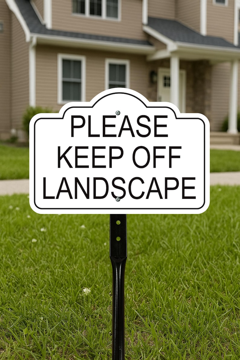 Please Keep Off Landscape Yard Sign with 16" Stake, Rust-Free Aluminum Stay Off Grass Warning Sign, Outdoor Garden Lawn Protection Sign