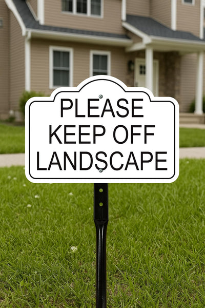 Please Keep Off Landscape Yard Sign with 16" Stake, Rust-Free Aluminum Stay Off Grass Warning Sign, Outdoor Garden Lawn Protection Sign